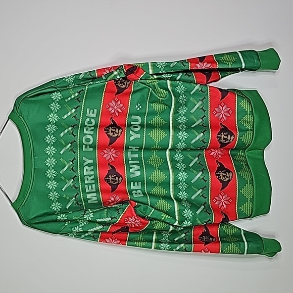 STAR WARS large green and red Christmas sweater - Picture 4 of 7